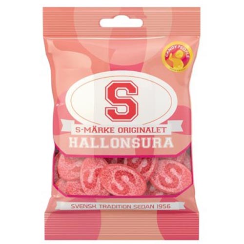Candy People S-Märke Sour Raspberry 80 g × 18 Bags