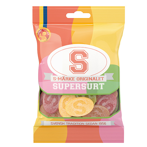 Candy People S-Märke Super Sour 80 g × 18 Bags