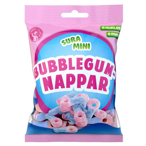 Candy People Sour Mini Bubblegum Nappies 70 g × 18 Bags