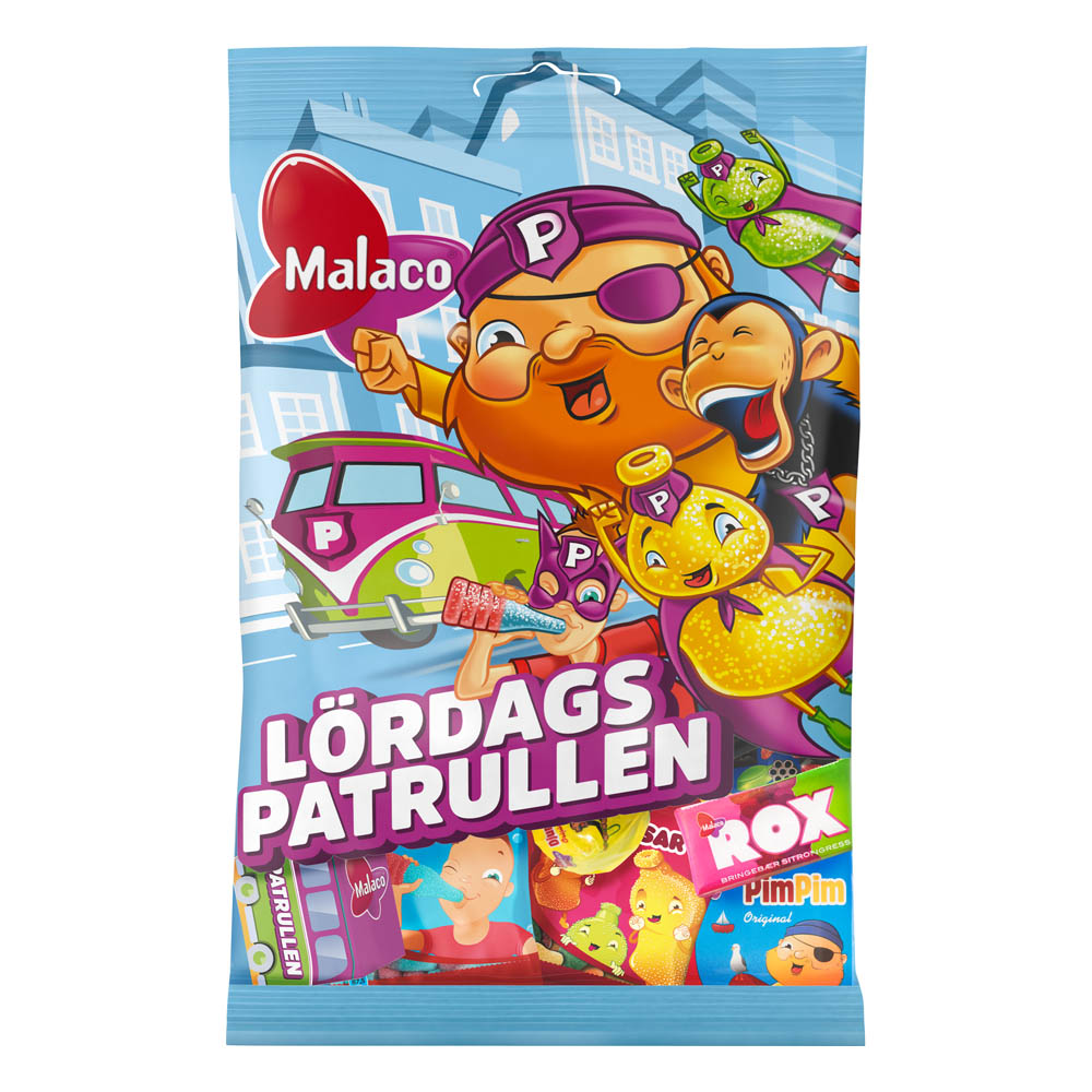 Cloetta Lördagspatrullen Malaco Bag 155 g × 16 Bags