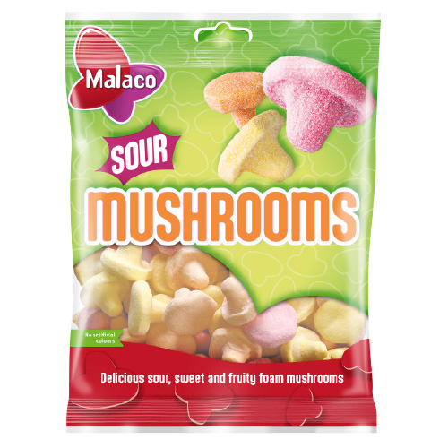 Cloetta Malaco Sour Mushrooms 100 g × 28 Bags
