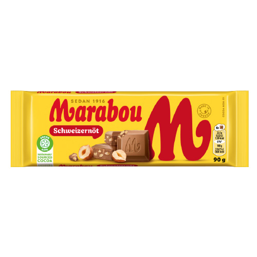 Marabou Swiss Nut Chocolate Bar 24 × 90g