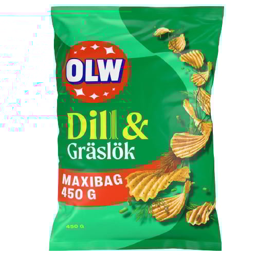 OLW Maxibag Dill & Chive Chips 12 × 450g