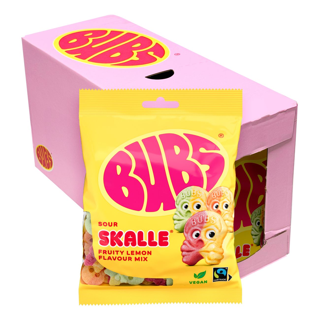 Bubs Sour Mini Jelly Skulls 90 g × 16 Bags