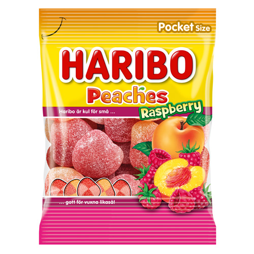 Haribo Peaches Raspberry 80 g × 24 Bags