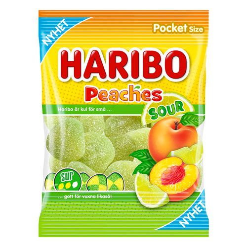 Haribo Sour Peaches 70 g × 24 Bags