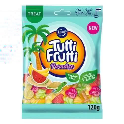 Fazer Tutti Frutti Paradise 120 g × 24 Bags